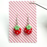Wholesale Jewelry Cute Sweet Strawberry Plastic Resin Ear Hook sku image 1