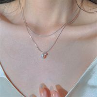 Basic Simple Style Round Sterling Silver Double Layer Necklaces In Bulk main image 6