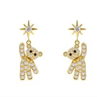 Wholesale Jewelry Simple Style Bear Alloy Artificial Gemstones Inlay Drop Earrings main image 4