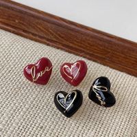 1 Pair Simple Style Heart Shape Plating Alloy Gold Plated Ear Studs main image 1