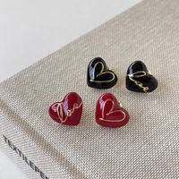 1 Pair Simple Style Heart Shape Plating Alloy Gold Plated Ear Studs main image 4