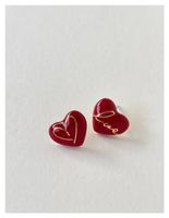 1 Pair Simple Style Heart Shape Plating Alloy Gold Plated Ear Studs sku image 2