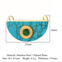 Retro Geometric Titanium Steel Plating Inlay Natural Stone Jewelry Accessories sku image 19