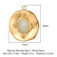 Retro Geometric Titanium Steel Plating Inlay Natural Stone Jewelry Accessories sku image 4