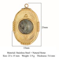Retro Geometric Titanium Steel Plating Inlay Natural Stone Jewelry Accessories sku image 15