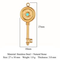 Retro Geometric Titanium Steel Plating Inlay Natural Stone Jewelry Accessories sku image 1