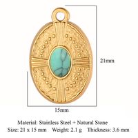 Retro Geometric Titanium Steel Plating Inlay Natural Stone Jewelry Accessories sku image 7