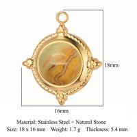 Retro Geometric Titanium Steel Plating Inlay Natural Stone Jewelry Accessories sku image 6