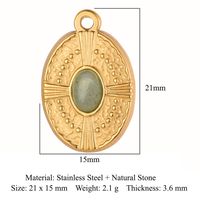 Retro Geometric Titanium Steel Plating Inlay Natural Stone Jewelry Accessories sku image 8