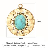 Retro Geometric Titanium Steel Plating Inlay Natural Stone Jewelry Accessories sku image 10