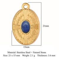 Retro Geometric Titanium Steel Plating Inlay Natural Stone Jewelry Accessories sku image 9