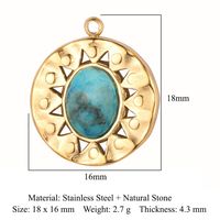 Retro Geometric Titanium Steel Plating Inlay Natural Stone Jewelry Accessories sku image 11