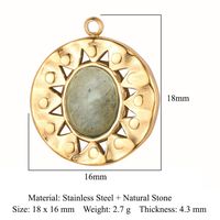 Retro Geometric Titanium Steel Plating Inlay Natural Stone Jewelry Accessories sku image 12