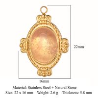 Retro Geometric Titanium Steel Plating Inlay Natural Stone Jewelry Accessories sku image 13