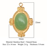 Retro Geometric Titanium Steel Plating Inlay Natural Stone Jewelry Accessories sku image 14