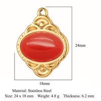 Retro Geometric Titanium Steel Plating Inlay Natural Stone Jewelry Accessories sku image 16