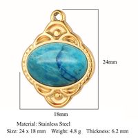 Retro Geometric Titanium Steel Plating Inlay Natural Stone Jewelry Accessories sku image 18