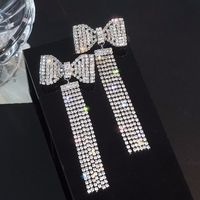 Wholesale Jewelry Ig Style Bow Knot Alloy Zircon Tassel Inlay Drop Earrings main image 3