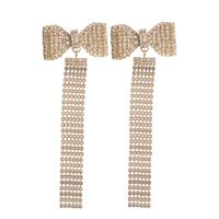 Wholesale Jewelry Ig Style Bow Knot Alloy Zircon Tassel Inlay Drop Earrings main image 5