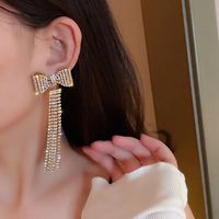 Wholesale Jewelry Ig Style Bow Knot Alloy Zircon Tassel Inlay Drop Earrings main image 6