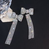 Wholesale Jewelry Ig Style Bow Knot Alloy Zircon Tassel Inlay Drop Earrings sku image 1