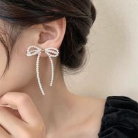 Wholesale Jewelry Elegant Bow Knot Alloy Beaded Drop Earrings main image 5