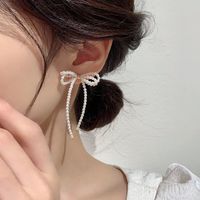 Wholesale Jewelry Elegant Bow Knot Alloy Beaded Drop Earrings main image 4