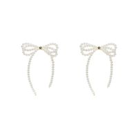 Wholesale Jewelry Elegant Bow Knot Alloy Beaded Drop Earrings main image 2