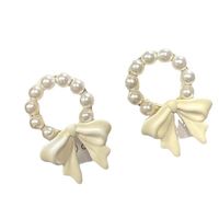 Wholesale Jewelry Elegant Bow Knot Alloy Beaded Ear Studs main image 2