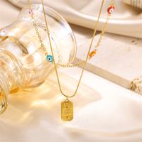 Luxurious Solid Color Stainless Steel Enamel Plating Inlay Zircon 18k Gold Plated Necklace main image 8
