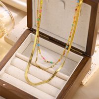Luxuriös Einfarbig Rostfreier Stahl Emaille Überzug Inlay Zirkon 18 Karat Vergoldet Halskette main image 7