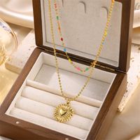 Luxurious Solid Color Stainless Steel Enamel Plating Inlay Zircon 18k Gold Plated Necklace main image 6