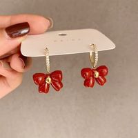 1 Pair Ig Style Sweet Bow Knot Plating Inlay Alloy Rhinestones Drop Earrings main image 3