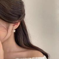Bijoux En Gros Style Ig Sucré Fleur Alliage Perles Artificielles Placage Incruster Boucles D'oreilles main image 5