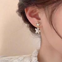 Bijoux En Gros Style Ig Sucré Fleur Alliage Perles Artificielles Placage Incruster Boucles D'oreilles main image 4