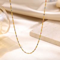 Luxurious Solid Color Stainless Steel Enamel Plating Inlay Zircon 18k Gold Plated Necklace main image 3