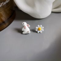 1 Paire Mignon Style Simple Chat Fleur Asymétrique Placage Alliage Clips D'oreille Boucles D'oreilles sku image 2