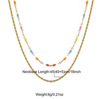 Luxurious Solid Color Stainless Steel Enamel Plating Inlay Zircon 18k Gold Plated Necklace sku image 1