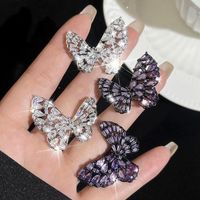 1 Par Estilo Ig Brillante Mariposa Enchapado Ahuecar Embutido Cobre Diamantes De Imitación Pendientes main image 1