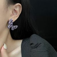 1 Pair Ig Style Shiny Butterfly Plating Hollow Out Inlay Copper Rhinestones Ear Studs main image 4