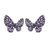 1 Paire Style Ig Brillant Papillon Placage Évider Incruster Le Cuivre Strass Boucles D'oreilles main image 2