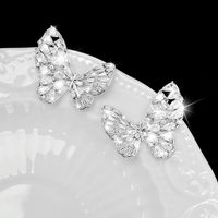 1 Pair Ig Style Shiny Butterfly Plating Hollow Out Inlay Copper Rhinestones Ear Studs sku image 2