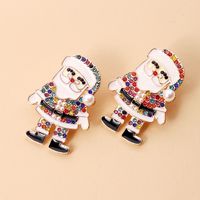 1 Pair Cute Santa Claus Enamel Inlay Metal Rhinestones Pearl Ear Studs main image 2