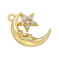 Vintage Style Star Moon Copper Plating Inlay Zircon Charms main image 3