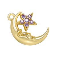 Vintage Style Star Moon Copper Plating Inlay Zircon Charms sku image 3