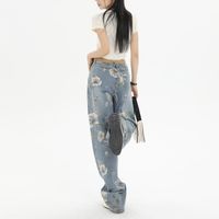 Women's Street Casual Flower Full Length Printing Jeans sku image 1