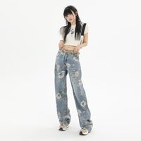 Women's Street Casual Flower Full Length Printing Jeans sku image 6