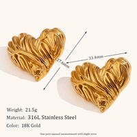 1 Pair Retro Lady Heart Shape Plating Stainless Steel Ear Studs main image 5
