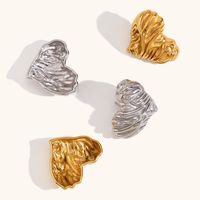 1 Pair Retro Lady Heart Shape Plating Stainless Steel Ear Studs main image 3