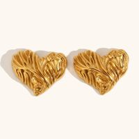 1 Pair Retro Lady Heart Shape Plating Stainless Steel Ear Studs main image 2